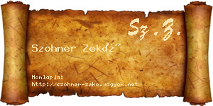 Szohner Zekő névjegykártya